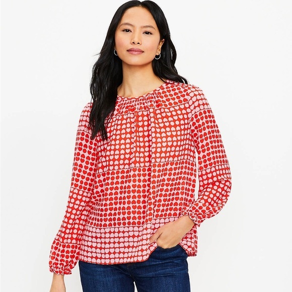 New Loft Heart Ruffle Cuff Blouse | Size M - Picture 1 of 8